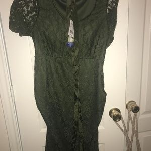 Olive green Sleeve Lace Dress- Maternity